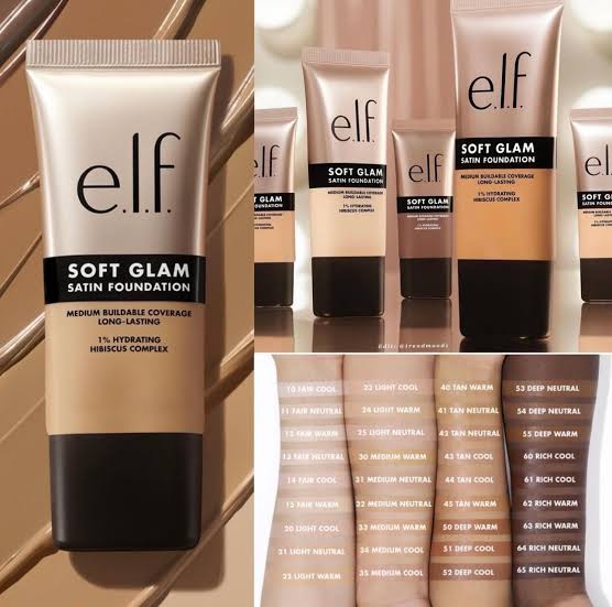 Elf Soft Glam Satin Foundation Médium Buildable Coverage Long-Lasting
